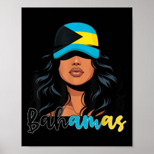 Póster Chica bahameña bandera de Bahamas orgullosa mujer