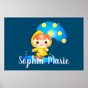 Póster Chica bailando bajo la lluvia