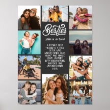 Chica Besties 10 fotos personalizado de texto fond