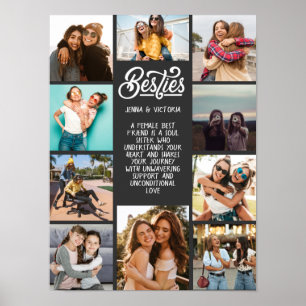 Póster Chica Besties 10 fotos personalizado de texto fond