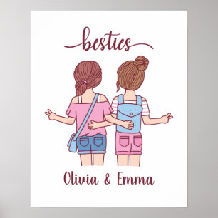 Póster Chica Besties Mejor Amigos Personalizados