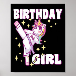 Póster Chica Birthday Karate Unicorn