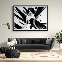 Póster Chica blanco y negro