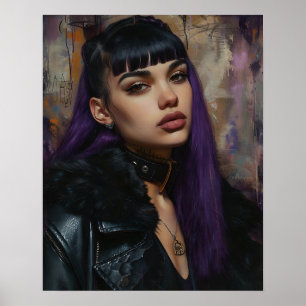 Póster Chica Bonita de Pelo Purpura