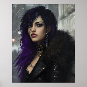 Póster Chica Bonita de Pelo Purpura