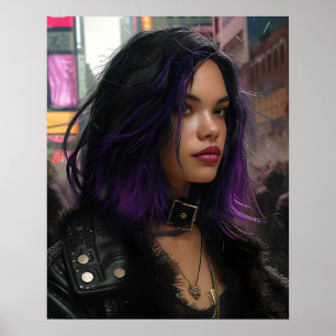Póster Chica Bonita de Pelo Purpura