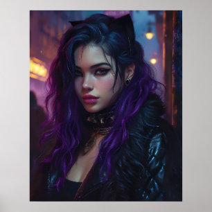 Póster Chica Bonita de Pelo Purpura