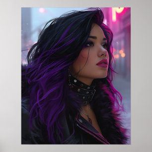 Póster Chica Bonita de Pelo Purpura