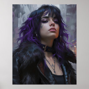 Póster Chica Bonita de Pelo Purpura