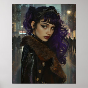 Póster Chica Bonita de Pelo Purpura