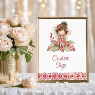 Póster Chica Bonita Hada Rubor Floral Cumpleaños Firma Pe