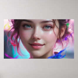 Póster Chica Borrosa Retrato de Chica Sonriendo