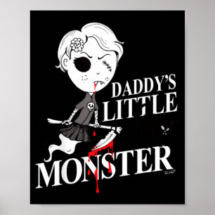 Póster Chica Bruja Gato Negro Enojado Monstruo de Papá