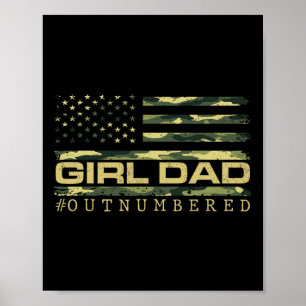 Póster Chica Camo Dad American Bandera De Ee.Uu. Papá De
