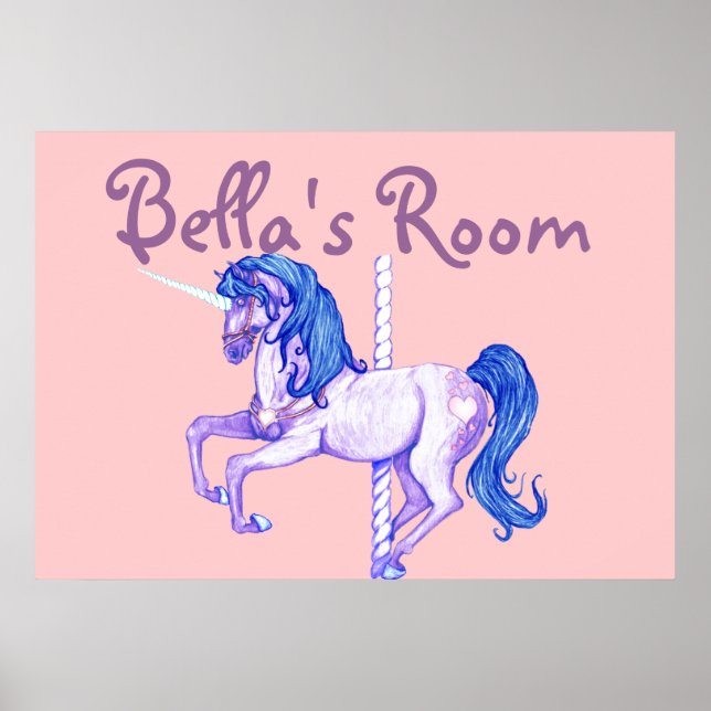 Póster Chica Carousel Poster Unicornio Imprimir (Frente)