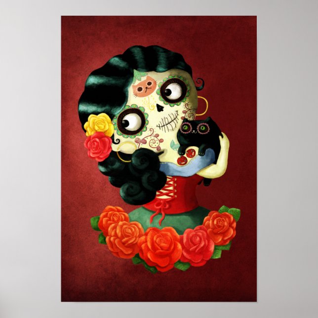 Póster Chica Catrina Mexicana de Dia los Muertos (Frente)