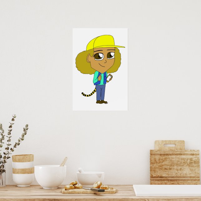 Póster chica chibi con cola de tigre (Cocina)