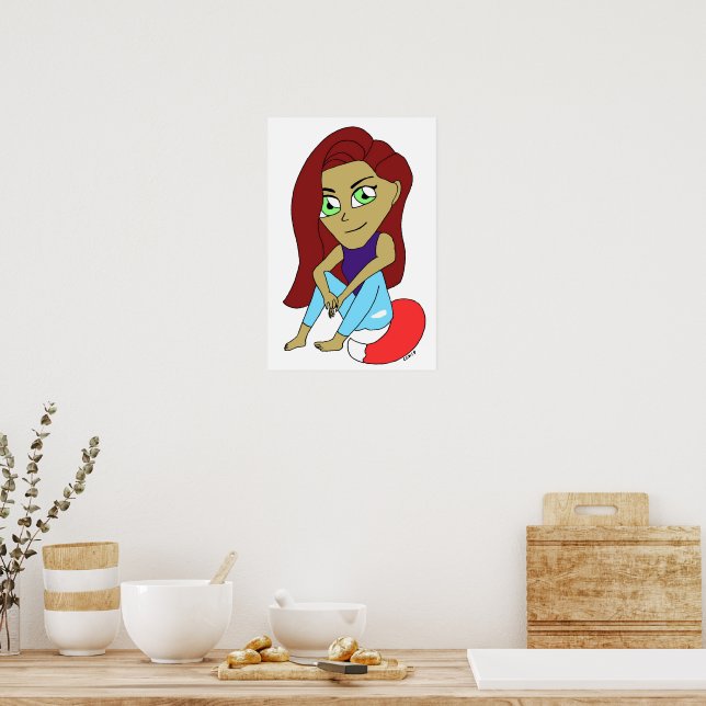 Póster chica chibi foxy (Cocina)