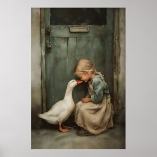 Póster Chica Con Amor De Pato Imprimible, Rústico Cottage