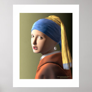 Póster Chica con arete de perlas