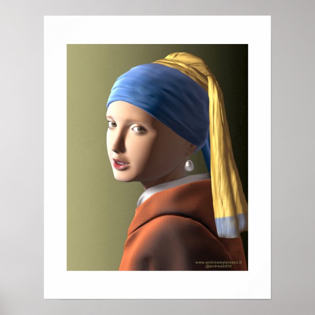 Póster Chica con arete de perlas (Frente)