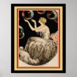 Póster Chica con burbujas Art Deco<br><div class="desc">Hermosa,  años 20,  estampado Art Deco "Chica con burbujas" de Louis Icart. Uno de los dos de Joco Studio. 11x14 mostrado aquí. Disponible en otros tamaños.</div>