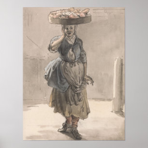 Póster Chica con canasta en la cabeza - Paul Sandby