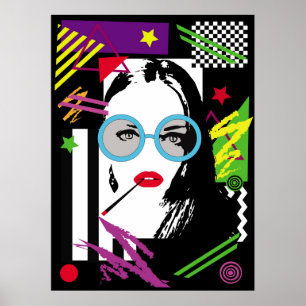 Póster Chica con cigarrillo y barra solar colorida
