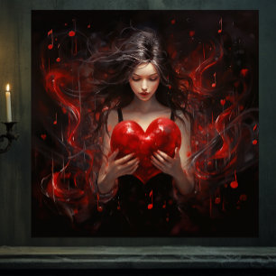 Póster Chica con corazón