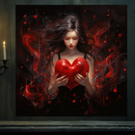 Póster Chica con corazón