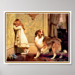 Póster Chica con el mascota Sheltie