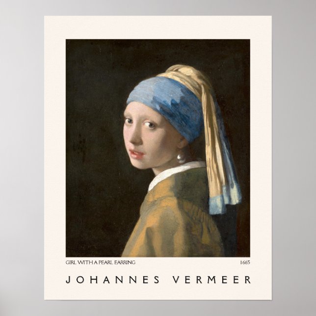 Póster Chica con el Museo Pearl Earring Johannes Vermeer (Frente)