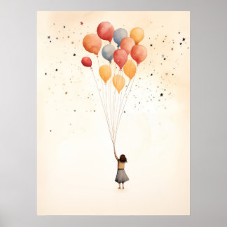 Póster Chica con el poster de los globos