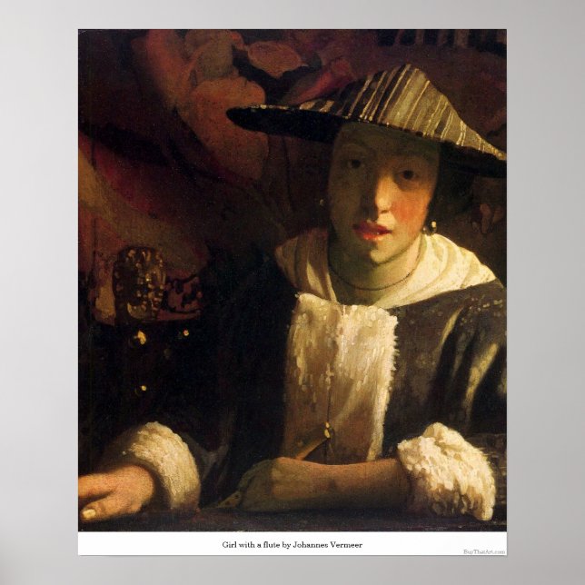 Póster Chica con flauta de Johannes Vermeer (Frente)