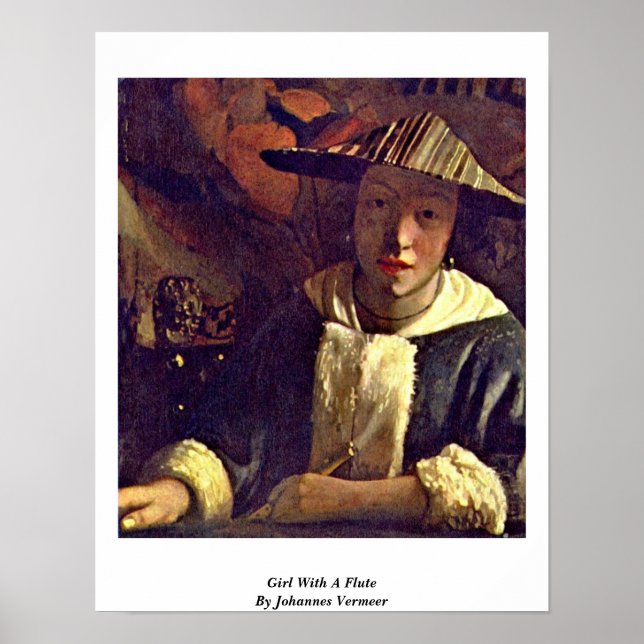 Póster Chica Con Flauta De Johannes Vermeer (Frente)