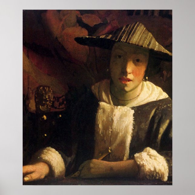 Póster Chica con flauta de Johannes Vermeer (Frente)