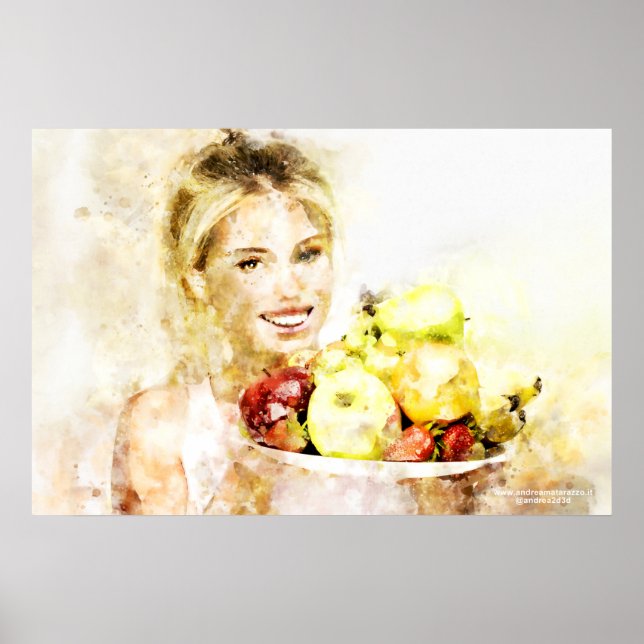 Póster Chica con frutas (Frente)