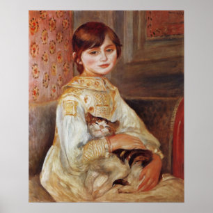 Póster Chica con gato, Auguste Renoir