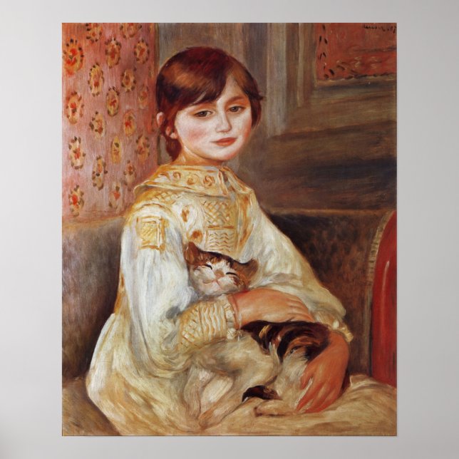 Póster Chica con gato, Auguste Renoir (Frente)