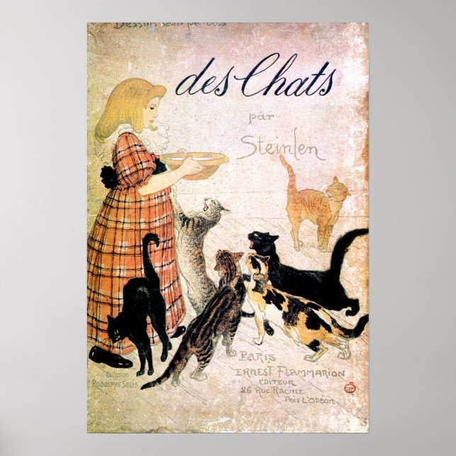 Póster Chica con gatos, Alexandre Steinlen (Frente)