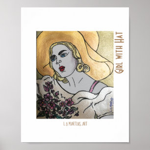 Póster Chica con Gorra impreso y poster