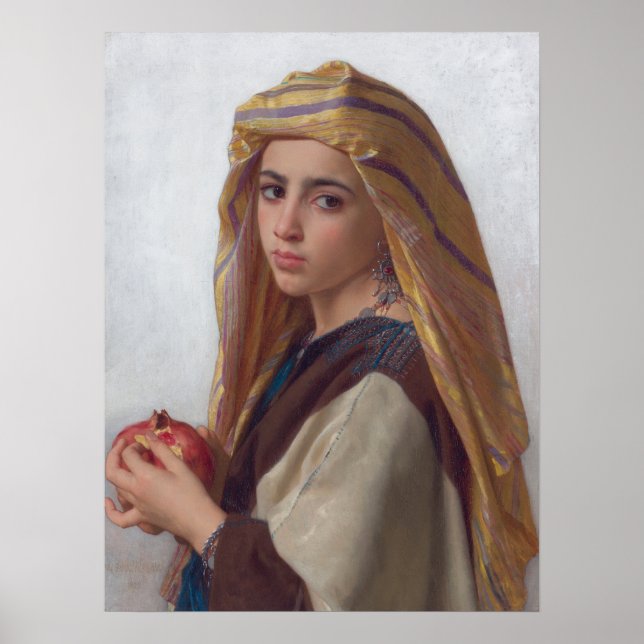 Póster Chica con granada de Bouguereau (Frente)