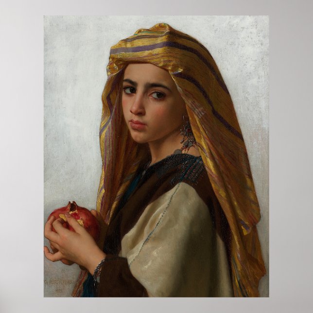 Póster Chica con granada - pintura de Bouguereau de 1875 (Frente)