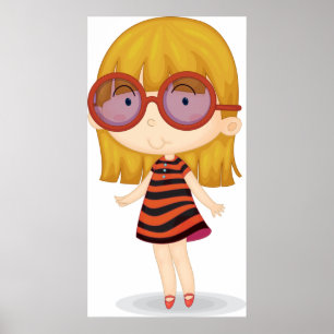 Póster Chica Con Grandes Gafas