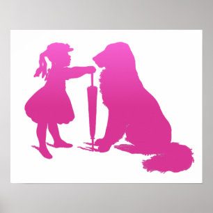 Póster Chica con guijarro Nursery Silhouette Gradiente Ar