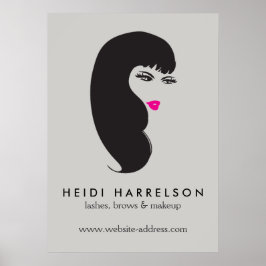 Póster Chica con latigazos en el Poster de belleza gris d