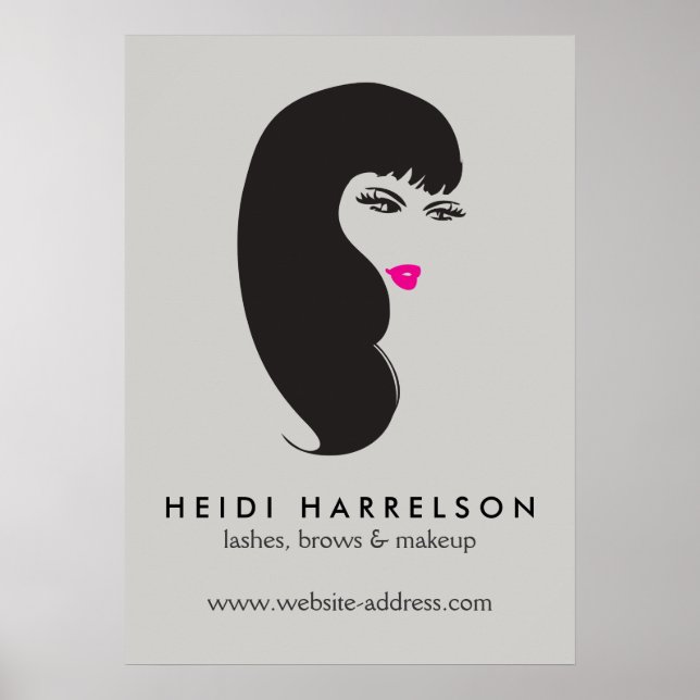 Póster Chica con latigazos en el Poster de belleza gris d (Frente)