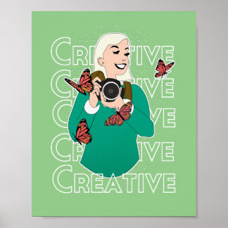 Póster Chica con mariposas