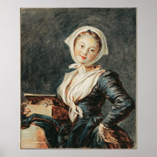 Póster Chica con Marmot - Fragonard (c.1780)