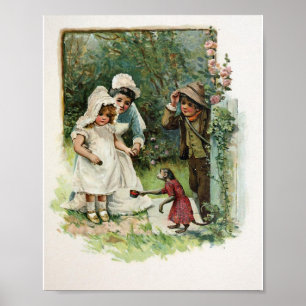 Póster Chica con mono vintage